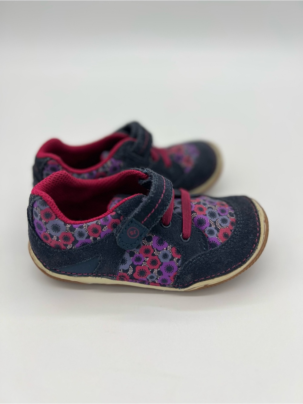 Stride Rite Girls Blue Floral Sneakers 8.5W